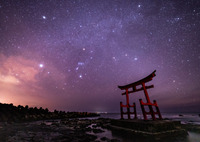 初山別村金毘羅神社にて冬の大三角と。