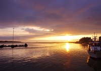 sunset at the port