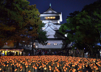 小倉城2023　11月-1　竹灯り　天守閣