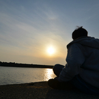 夕日とヒト