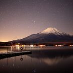 星と富士と逆さ富士