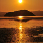 竹生島の夕陽