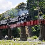 陸橋を渡るSL大井川鉄道