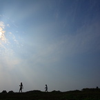 太陽の下で散歩