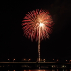 河口湖冬花火　湖上の舞