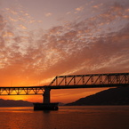 大島大橋と夕日
