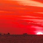 秋の播磨灘に沈む夕日６