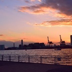 港の夕焼け