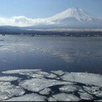 逆さ富士と凍る山中湖