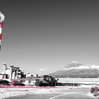 煙突と富士山