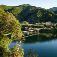 【四万十川の風景 18　夕暮れの三里沈下橋】