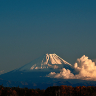 西陽に輝く晩秋の富士