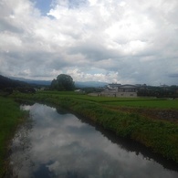 雲が映る川（8月2日）