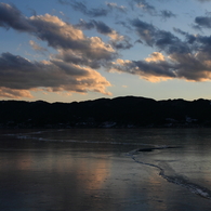 夕方の諏訪湖と御神渡り　２