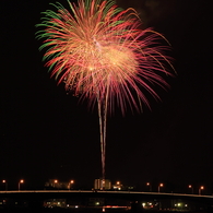 河口湖冬花火　湖上の舞