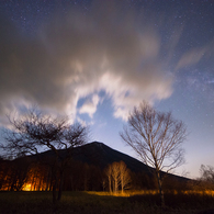 男体山と雲、時々天の川