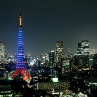 青くなった東京タワー