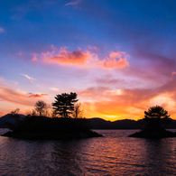 桧原湖の夕焼け。。