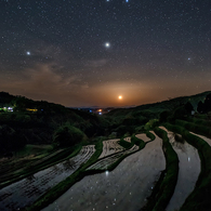 Moonset ＆ Rice field