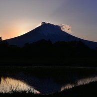 田園と夕富士