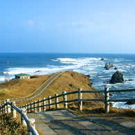襟裳岬の先端展望台への道