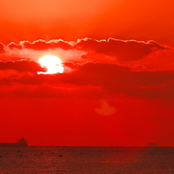 秋の播磨灘に沈む夕日２