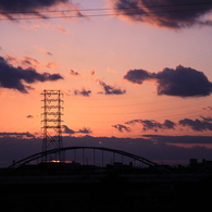 Sunset steel tower