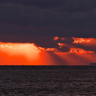 冬の播磨灘に沈む夕日４