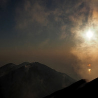 富山湾に落ちる夕日