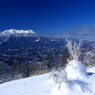 御岳と雪だるま