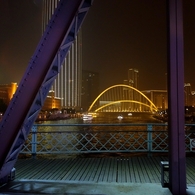 中国の旅　橋のある夜景