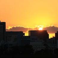 ビルに沈む夕日