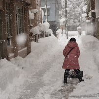 孫の 雪かき体験