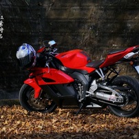 写真句：花貫渓谷紅葉狩り2023 その１：Red bike