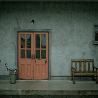 wet bench and red door