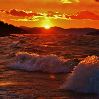 琵琶湖・湖東の夕陽