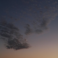 夕焼けに三日月