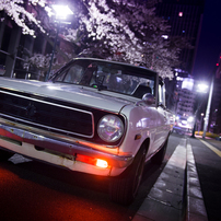 桜と車とビル1