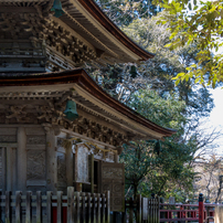 三重の塔と楓月橋（初春の那谷寺より）