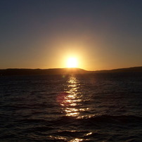 七尾湾に沈む夕日
