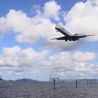 JAL MD-90 宍道湖からのアプローチ
