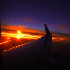 飛行機からの夕日