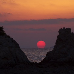 浦島も見た？だるま夕日