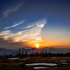 湿原の夕暮れ