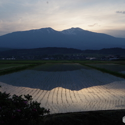 水鏡に写る鳥海山-1