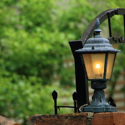 a gatepost lamp