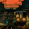 夕暮れを背に走る電車