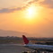 飛行場の夕日