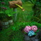 雨の季節の花手水