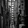 都会の路地にて